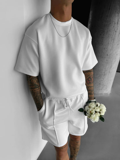 Summer Men's Short Sleeve Shorts Suit