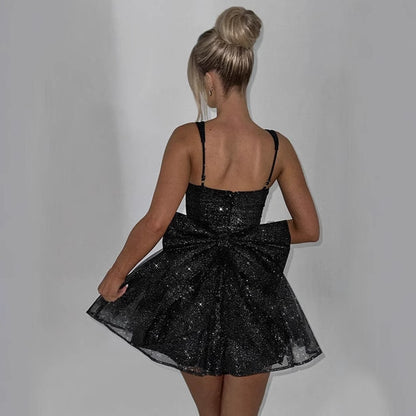 Veloura™ Pleated Bow Mini Dress