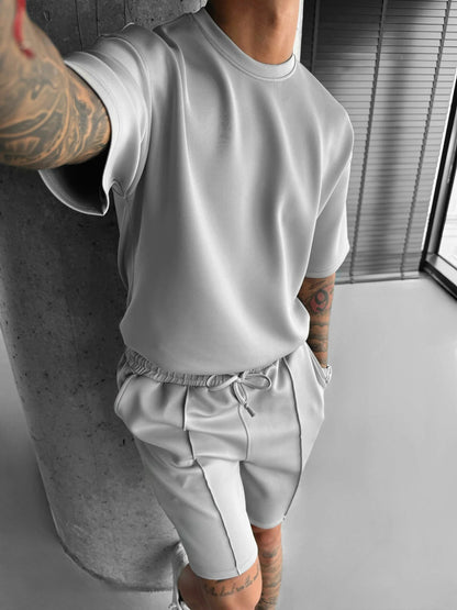 Summer Men's Short Sleeve Shorts Suit