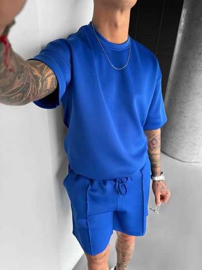 Summer Men's Short Sleeve Shorts Suit