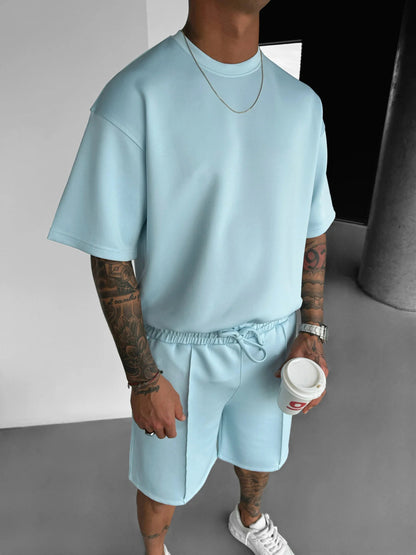 Summer Men's Short Sleeve Shorts Suit