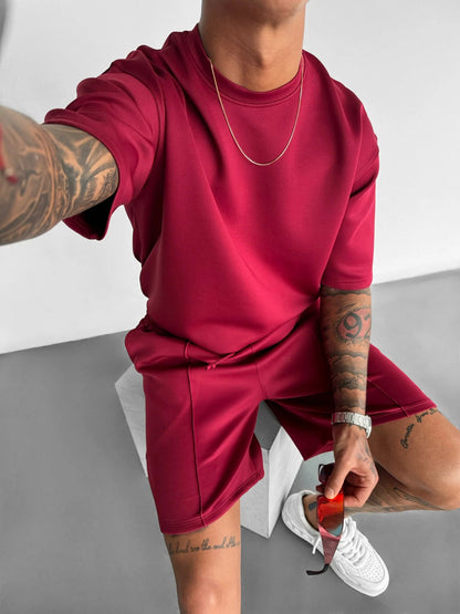 Summer Men's Short Sleeve Shorts Suit