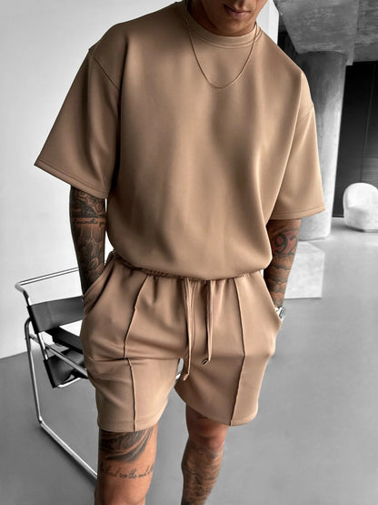 Summer Men's Short Sleeve Shorts Suit