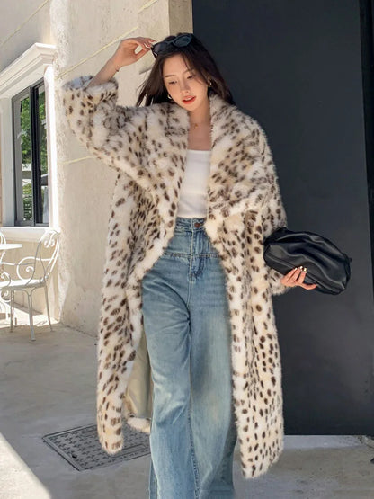 Women's Warm Luxury Leopard Faux Fur Coat