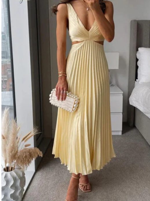 Liora Summer Pleated Elegance Dress