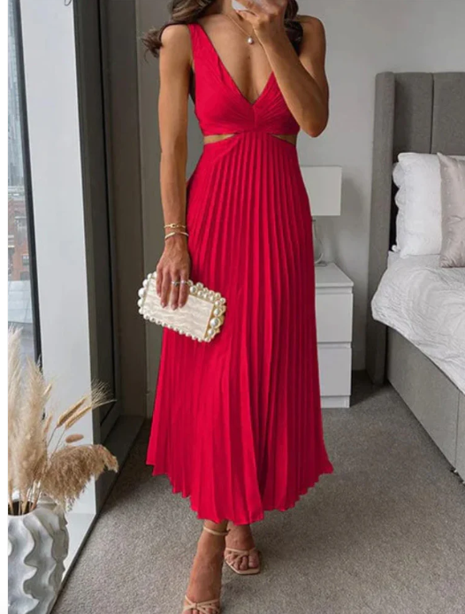 Liora Summer Pleated Elegance Dress