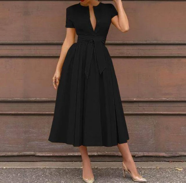 Andra Elegance Midi Dress – Sunflower Yellow