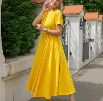 Andra Elegance Midi Dress – Sunflower Yellow