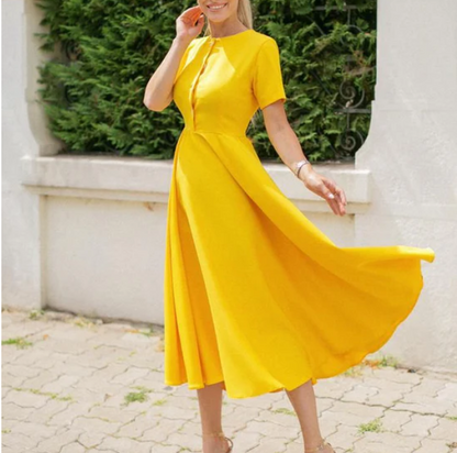 Andra Elegance Midi Dress – Sunflower Yellow