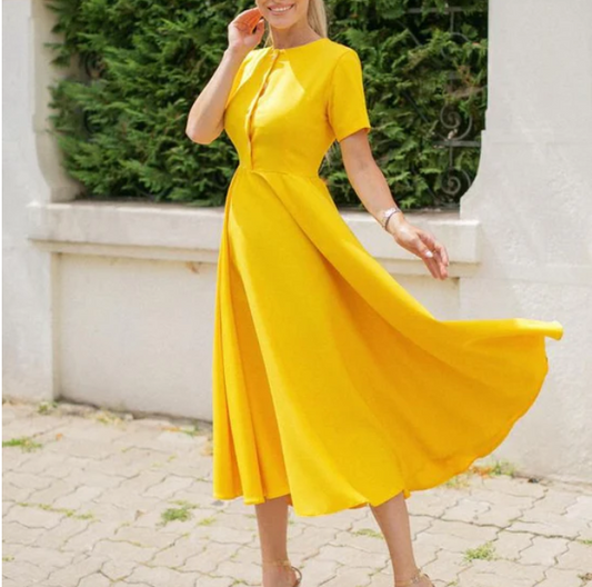 Andra Elegance Midi Dress – Sunflower Yellow
