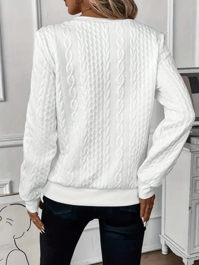 Cozy White Cable-Knit Zip-Up Sweater