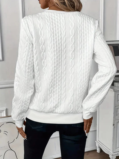 Cozy White Cable-Knit Zip-Up Sweater