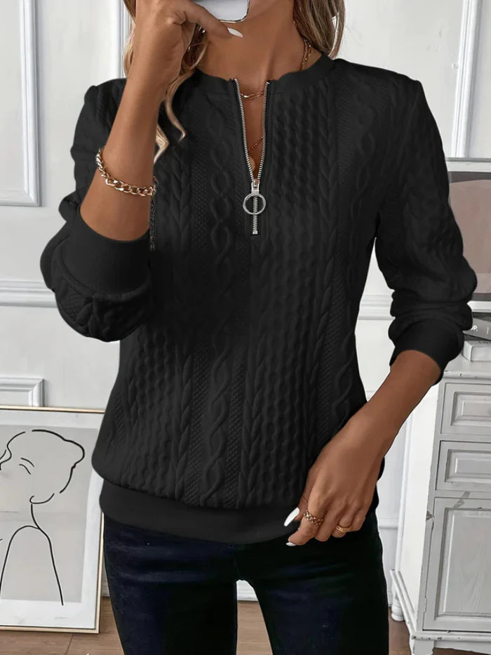 Cozy White Cable-Knit Zip-Up Sweater