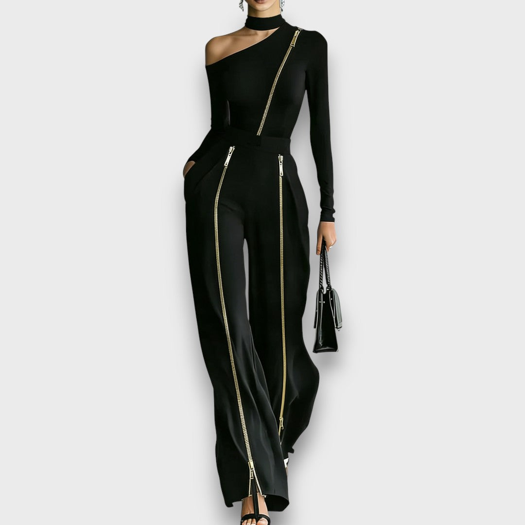 Vina – Irregular Off-Shoulder Zipper Set