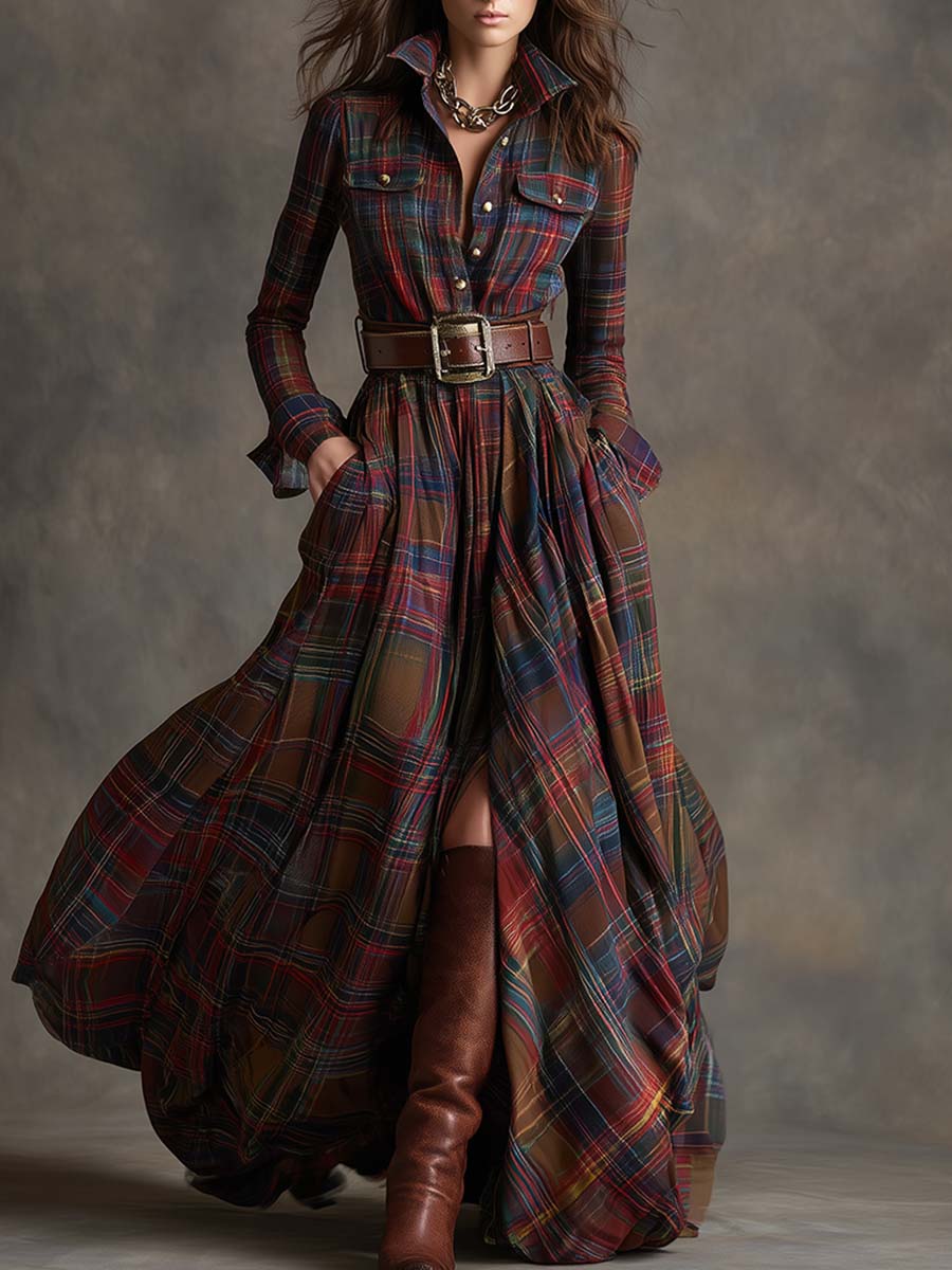 Rowena | Tartan Flow Shirt Dress