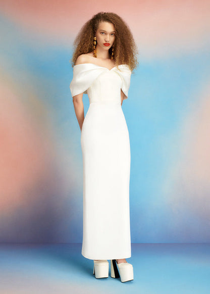 Off-shoulder Slim Fit Long Sheath Dress