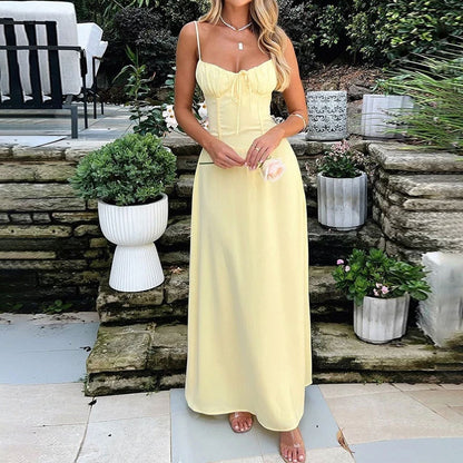 Lace-Up Sleeveless Maxi Dress