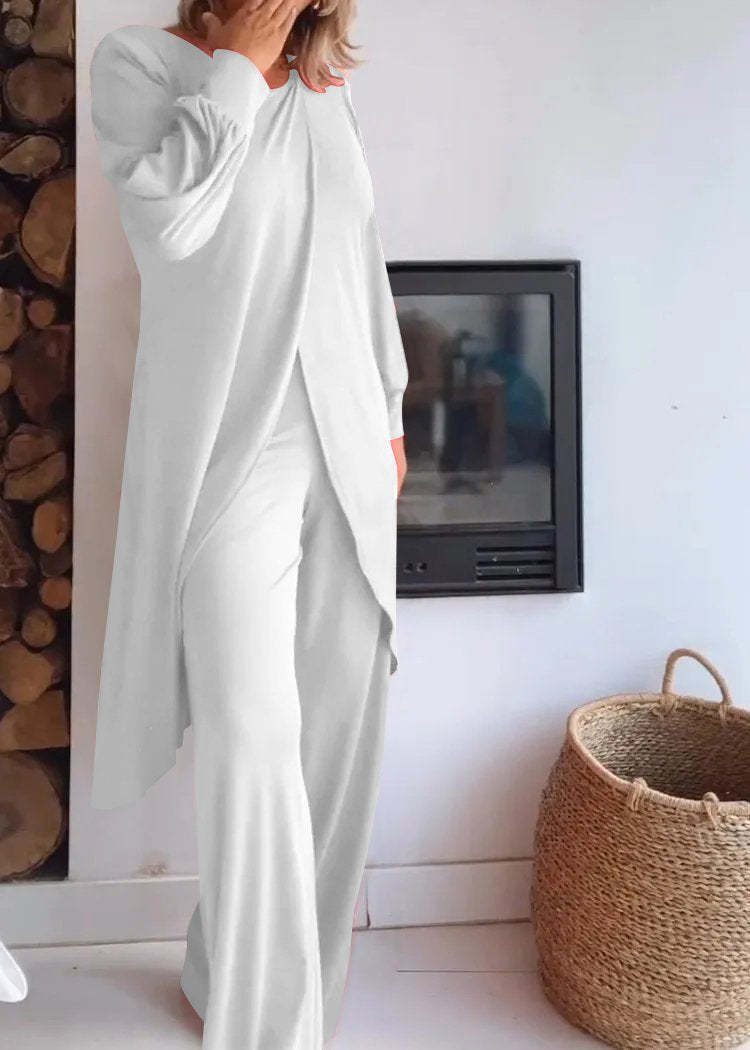 Elegant Spandex Top and Trousers Set