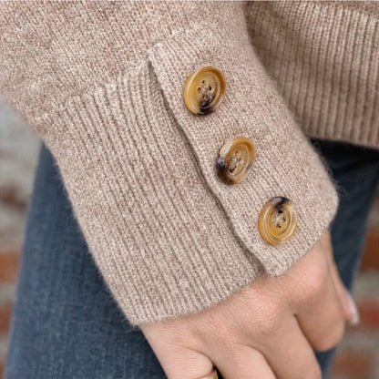 Standelle – Button-Cuff Stand-Collar Knit Sweater