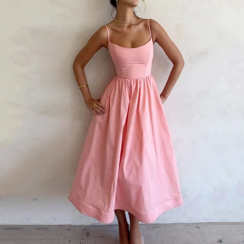 Jovie Elegant Spaghetti Strap Midi Dress
