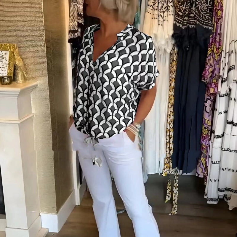 ChicVibe V-Neck Printed Top