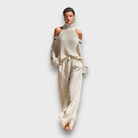 Eyan – Knit Cold-Shoulder Lounge Set