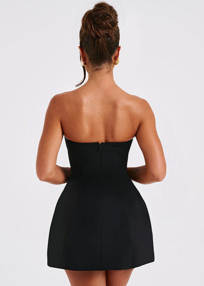 Fashion Tube Dress Summer Solid Color Sasual Backless Slim Short Dresses Party Womens Clothing