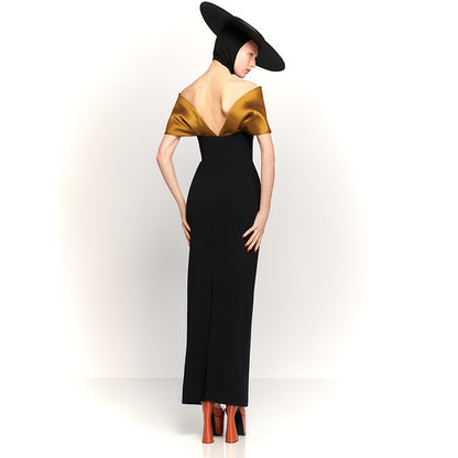 Off-shoulder Slim Fit Long Sheath Dress