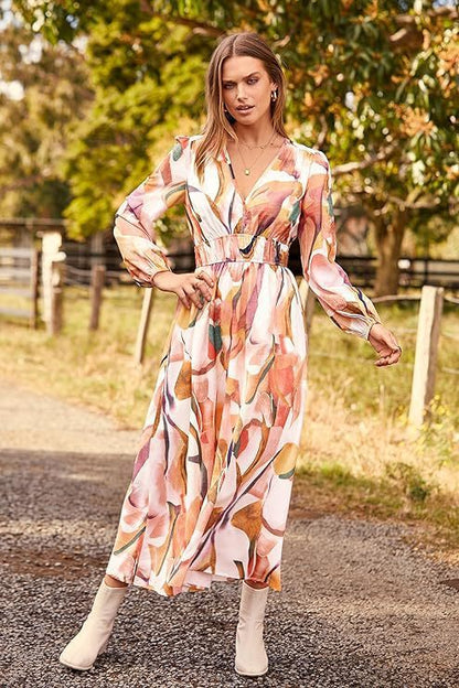 Breeze & Bloom V-Neck Maxi Dress