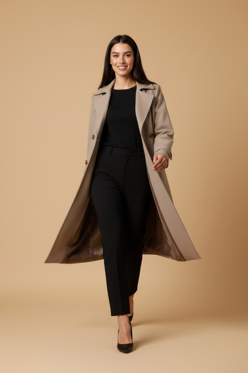 Amelia - Elegant Wool Trench Coat