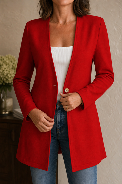 Linevalle – V-Neck Single-Button A-Line Blazer