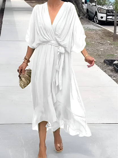 MONICA | CHIFFON DRESS WITH V-NECK