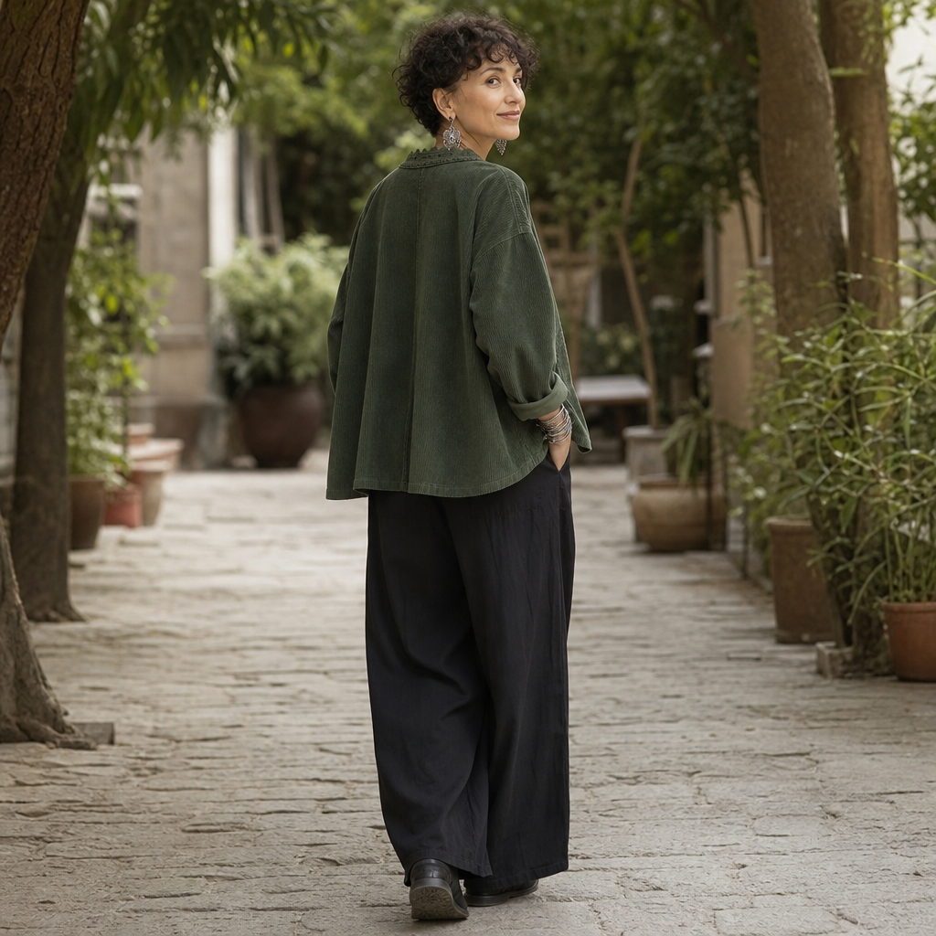 Roselane – Scalloped Lace Fine-Rib Corduroy-Look Jacket