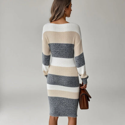 Striped Knitted Sweater Dress