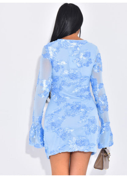 Elegant Backless Mesh Dress with Details
