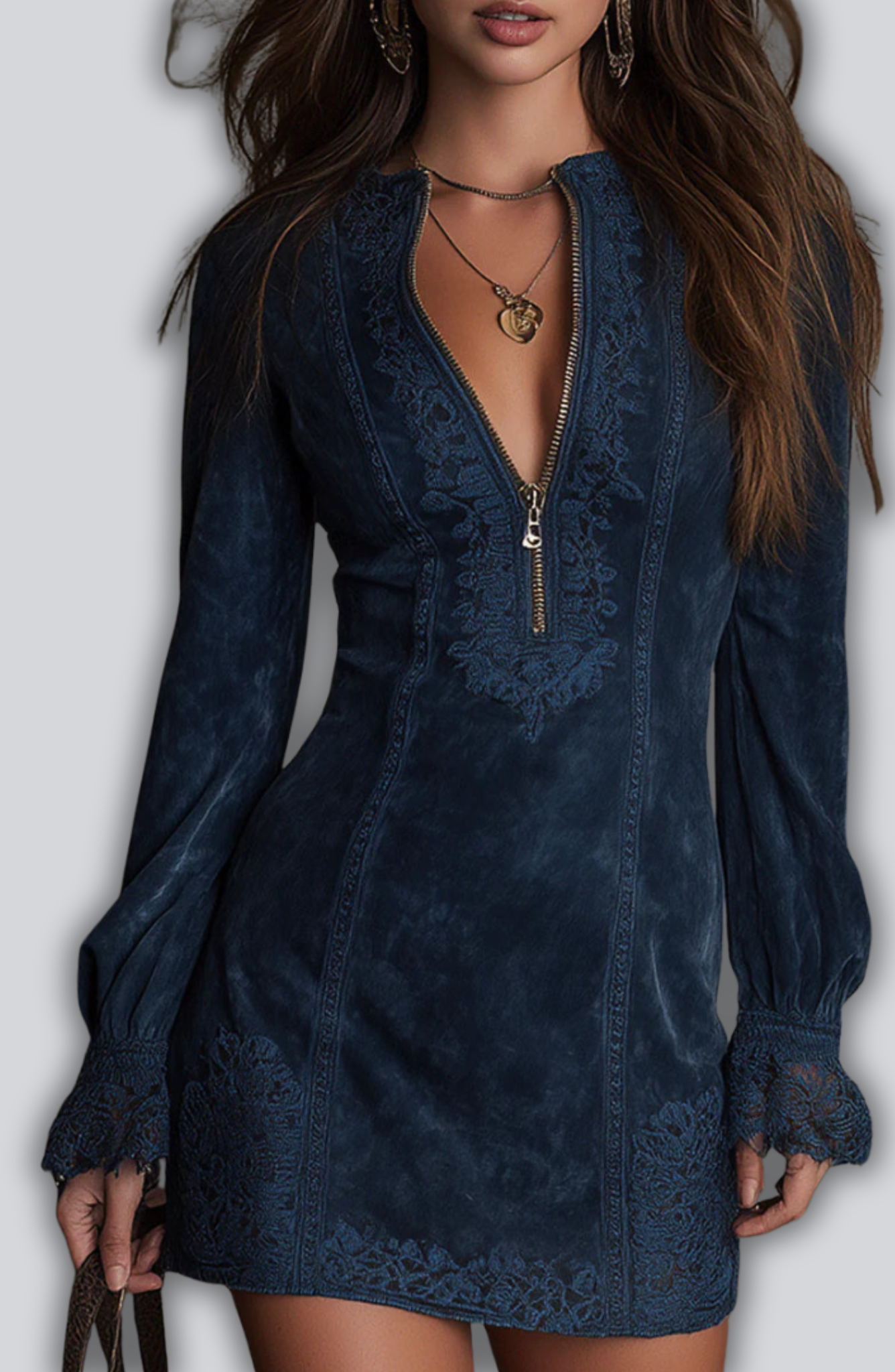JASMINE | Suede Look Mini Dress
