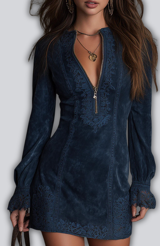 JASMINE | Suede Look Mini Dress