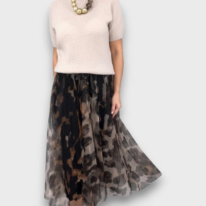 Leora – Sweater and Skirt Set with Leopard Print