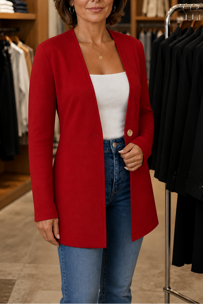 Linevalle – V-Neck Single-Button A-Line Blazer